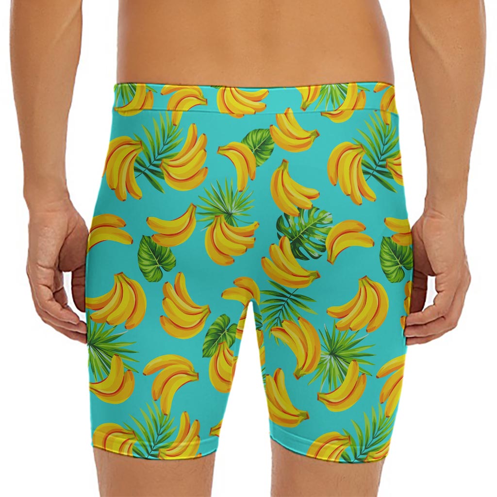 Tropical Banana Leaf Pattern Print Men's Long Boxer Briefs