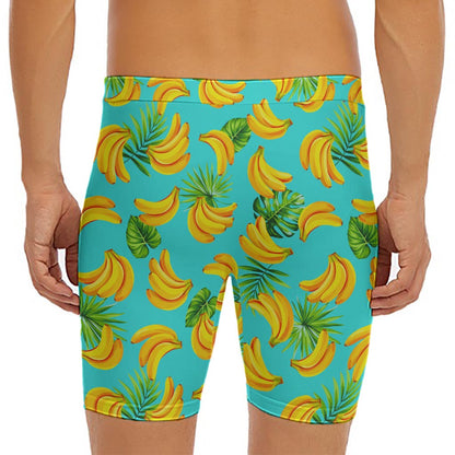 Tropical Banana Leaf Pattern Print Men's Long Boxer Briefs