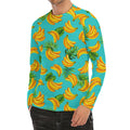 Tropical Banana Leaf Pattern Print Men's Long Sleeve Rash Guard