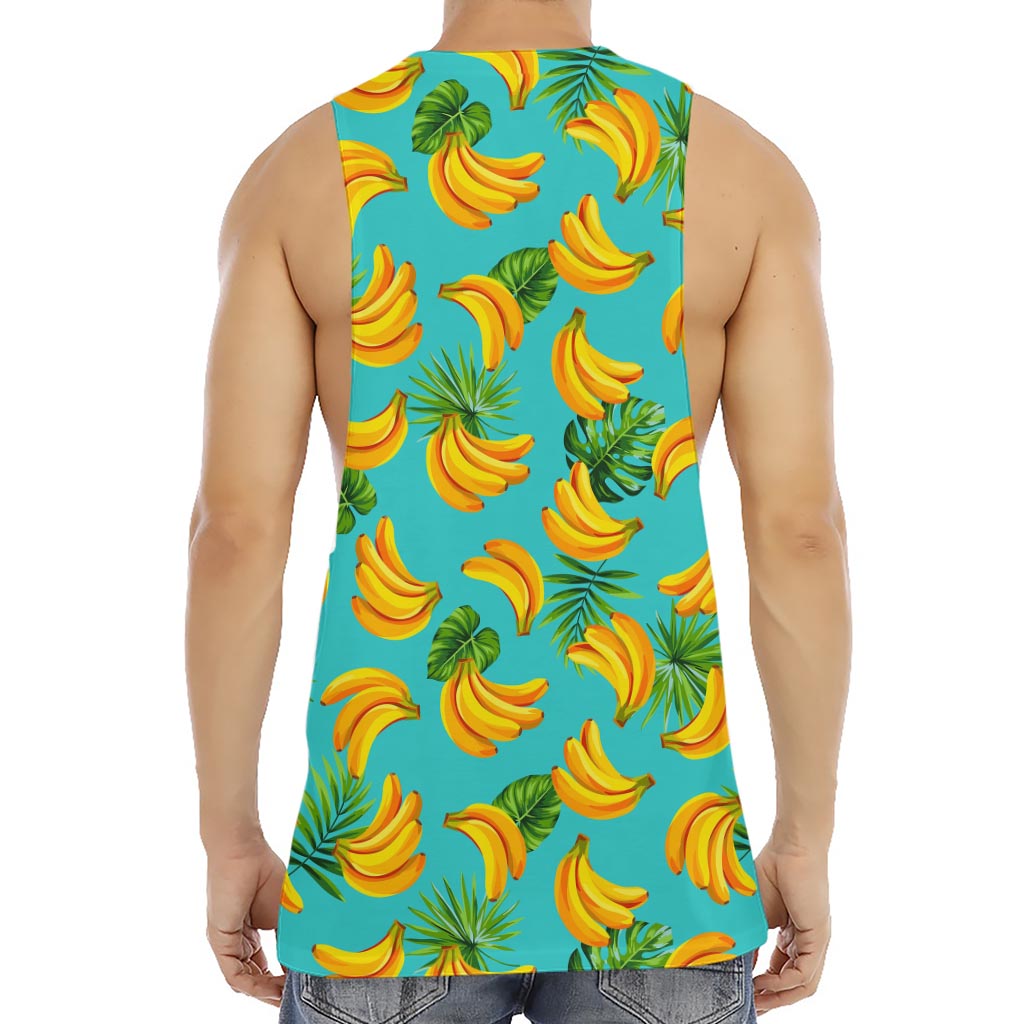 Tropical Banana Leaf Pattern Print Men's Muscle Tank Top