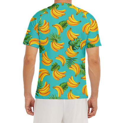 Tropical Banana Leaf Pattern Print Men's Short Sleeve Rash Guard