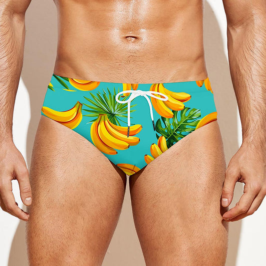 Tropical Banana Leaf Pattern Print Men's Swim Briefs