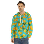 Tropical Banana Leaf Pattern Print Men's Velvet Pullover Hoodie