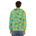 Tropical Banana Leaf Pattern Print Men's Velvet Pullover Hoodie