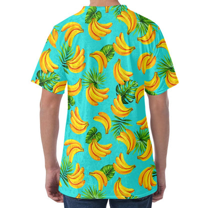 Tropical Banana Leaf Pattern Print Men's Velvet T-Shirt