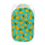 Tropical Banana Leaf Pattern Print Mesh Laundry Hamper