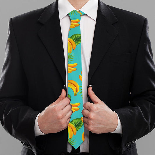 Tropical Banana Leaf Pattern Print Necktie