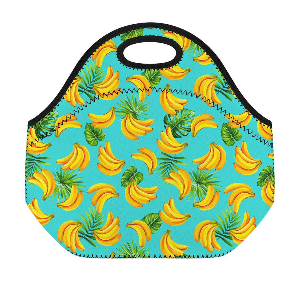 Tropical Banana Leaf Pattern Print Neoprene Lunch Bag