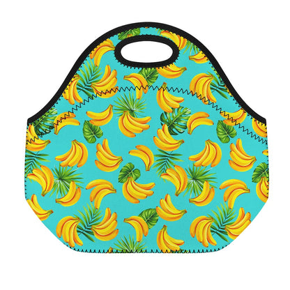 Tropical Banana Leaf Pattern Print Neoprene Lunch Bag