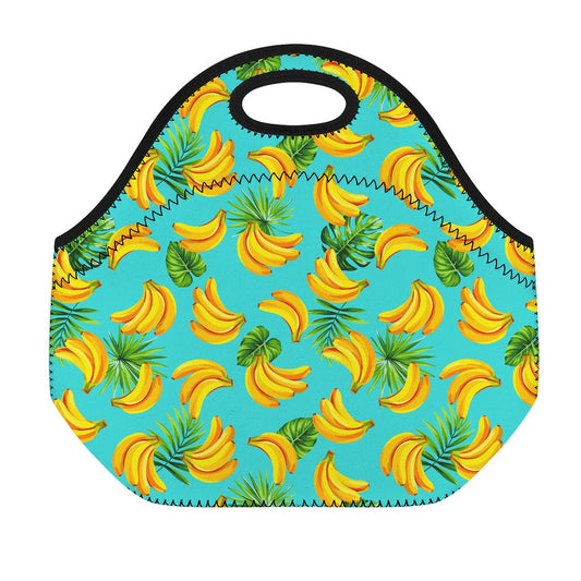 Tropical Banana Leaf Pattern Print Neoprene Lunch Bag