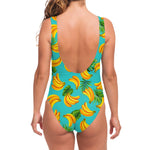Tropical Banana Leaf Pattern Print One Piece Swimsuit