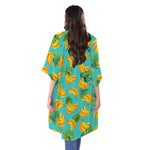 Tropical Banana Leaf Pattern Print Open Front Beach Cover Up