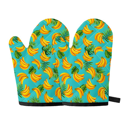 Tropical Banana Leaf Pattern Print Oven Mitts