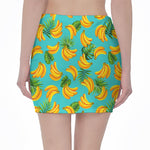 Tropical Banana Leaf Pattern Print Pencil Mini Skirt