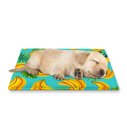 Tropical Banana Leaf Pattern Print Pet Cooling Mat Cover