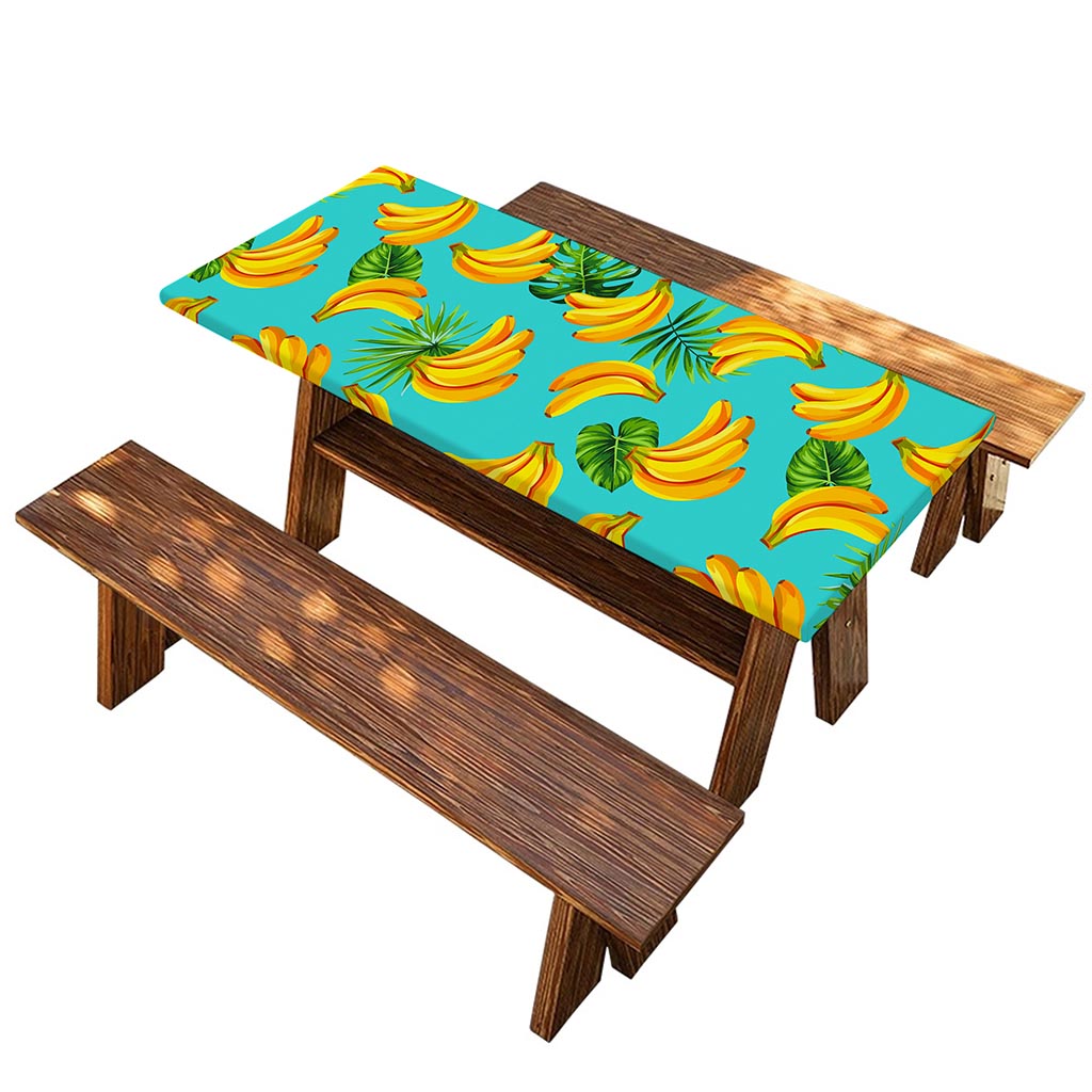 Tropical Banana Leaf Pattern Print Picnic Table Cover