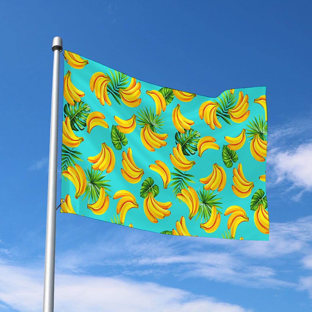 Tropical Banana Leaf Pattern Print Polyester Flag