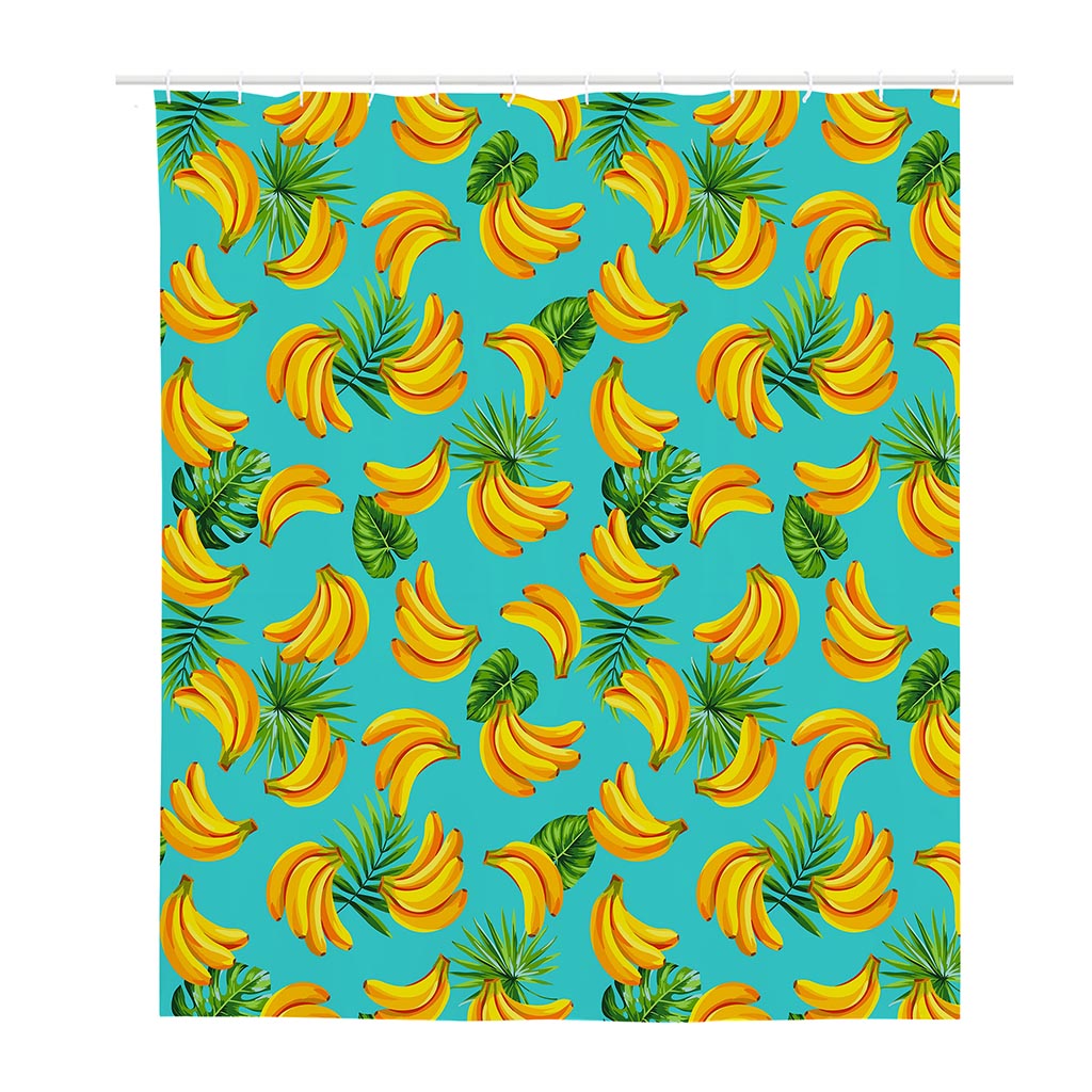 Tropical Banana Leaf Pattern Print Polyester Shower Curtain