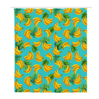 Tropical Banana Leaf Pattern Print Polyester Shower Curtain