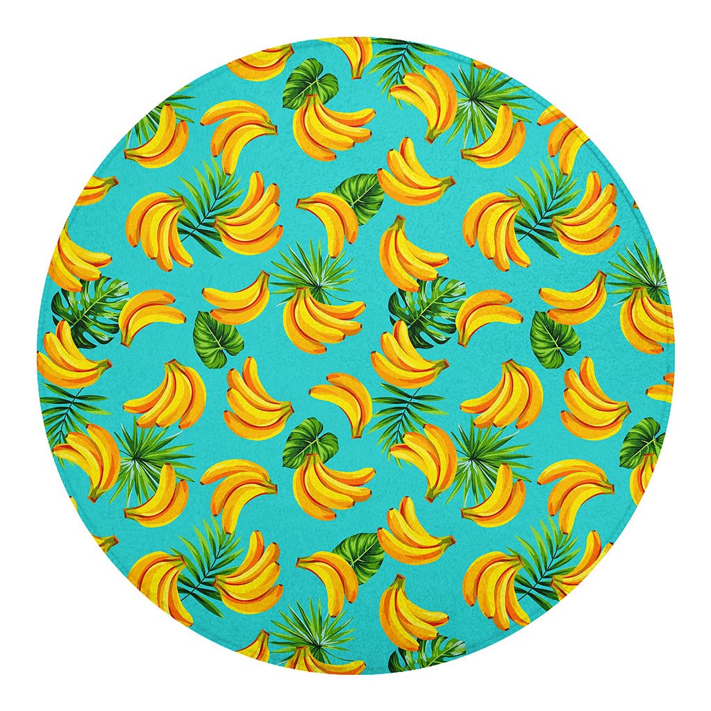 Tropical Banana Leaf Pattern Print Round Blanket