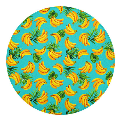 Tropical Banana Leaf Pattern Print Round Blanket