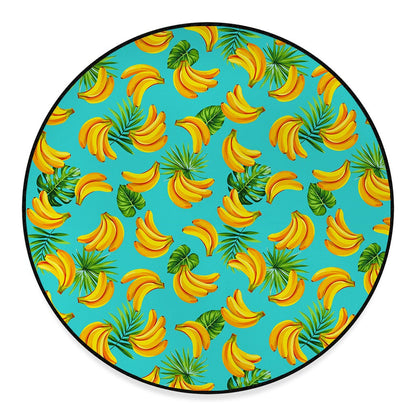 Tropical Banana Leaf Pattern Print Round Floor Mat