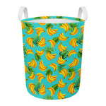 Tropical Banana Leaf Pattern Print Round Laundry Basket