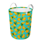 Tropical Banana Leaf Pattern Print Round Laundry Basket
