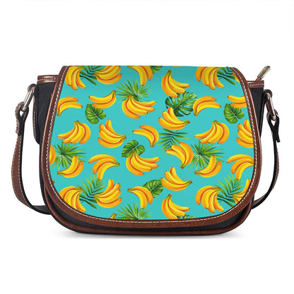 Tropical Banana Leaf Pattern Print Saddle Bag
