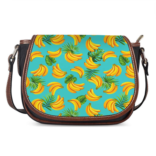Tropical Banana Leaf Pattern Print Saddle Bag