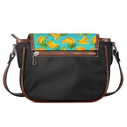 Tropical Banana Leaf Pattern Print Saddle Bag