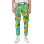 Tropical Banana Leaf Pattern Print Scuba Joggers