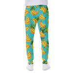 Tropical Banana Leaf Pattern Print Scuba Joggers