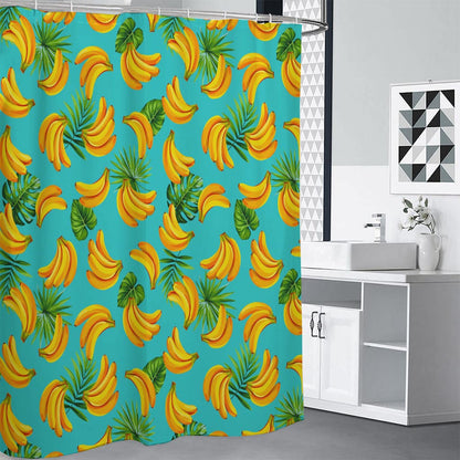 Tropical Banana Leaf Pattern Print Shower Curtain