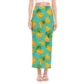 Tropical Banana Leaf Pattern Print Side Slit Maxi Skirt