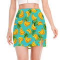 Tropical Banana Leaf Pattern Print Side Slit Mini Skirt