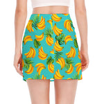 Tropical Banana Leaf Pattern Print Side Slit Mini Skirt