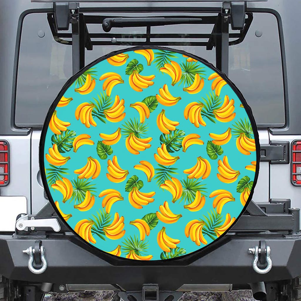 Tropical Banana Leaf Pattern Print Tire Cover
