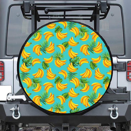 Tropical Banana Leaf Pattern Print Tire Cover