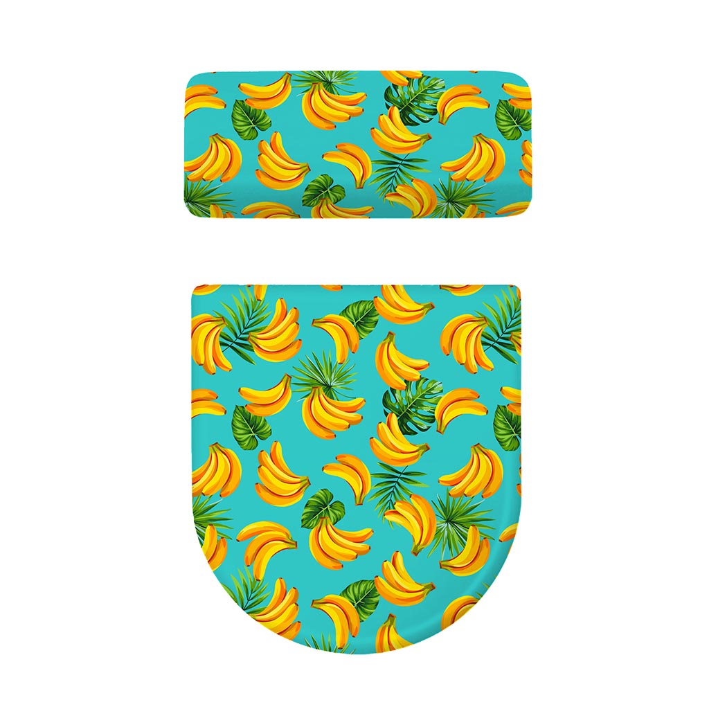 Tropical Banana Leaf Pattern Print Toilet Lid And Tank Cover Set