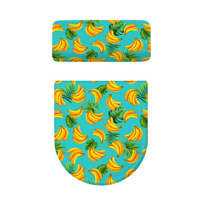 Tropical Banana Leaf Pattern Print Toilet Lid And Tank Cover Set
