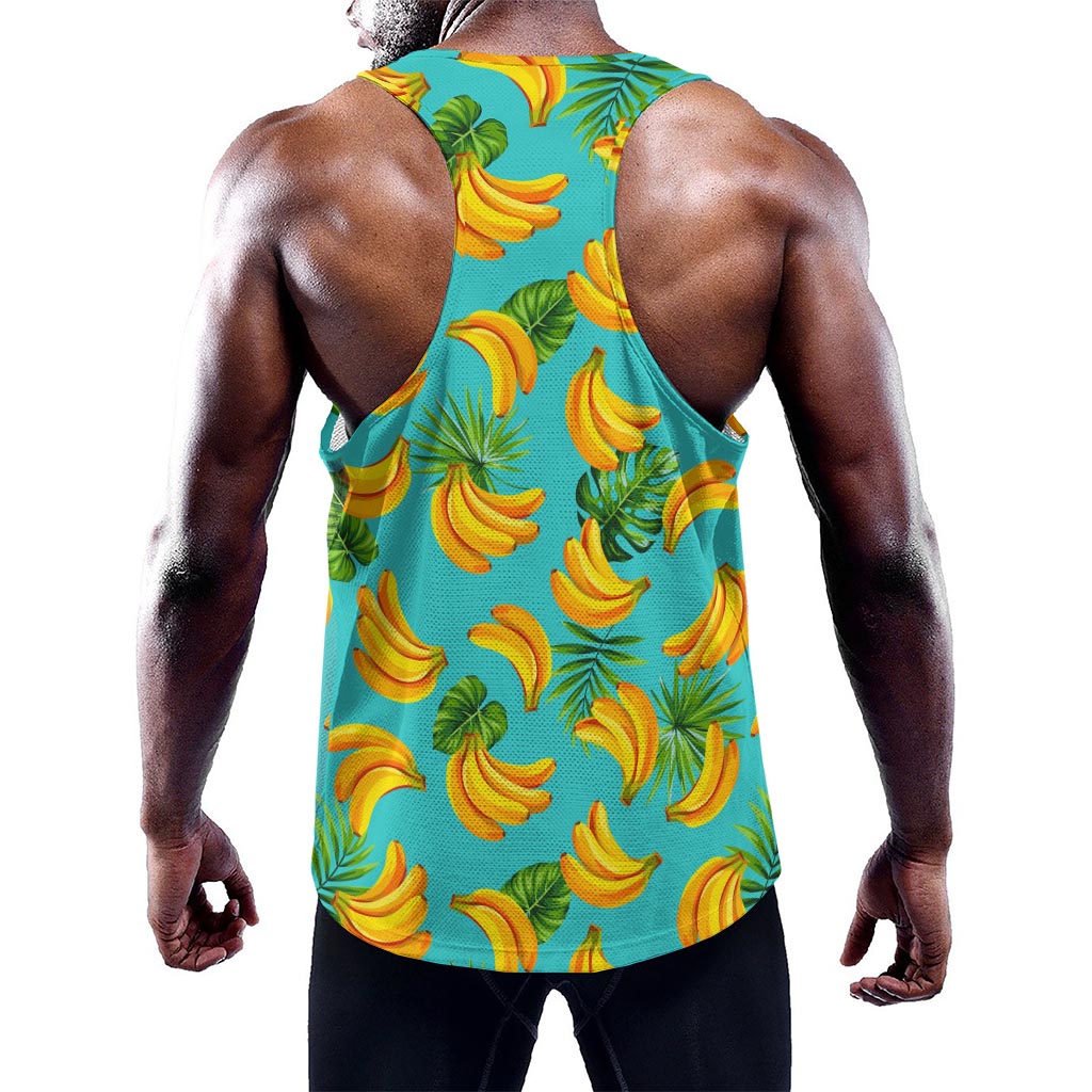Tropical Banana Leaf Pattern Print Training Tank Top