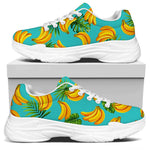 Tropical Banana Leaf Pattern Print White Chunky Shoes