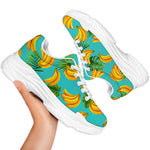 Tropical Banana Leaf Pattern Print White Chunky Shoes