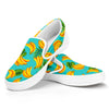 Tropical Banana Leaf Pattern Print White Slip On Sneakers