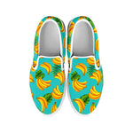 Tropical Banana Leaf Pattern Print White Slip On Sneakers