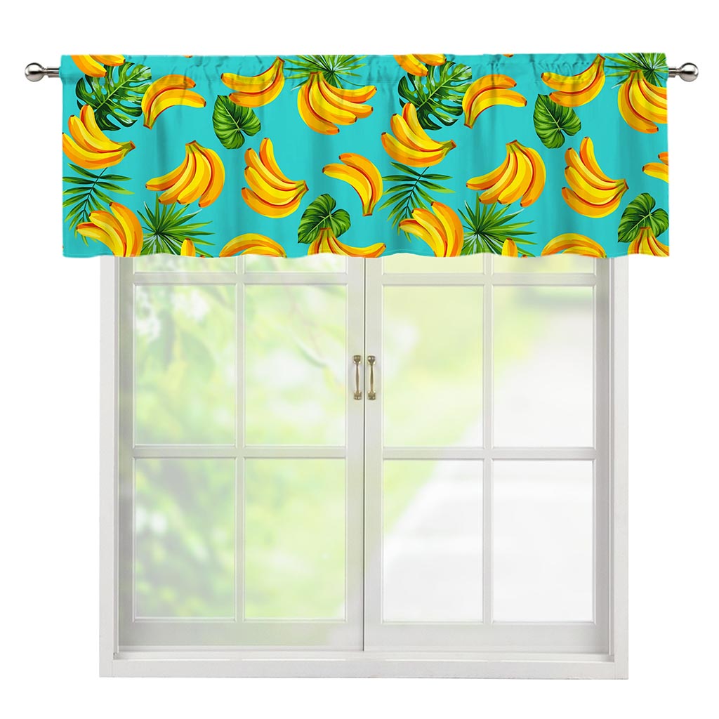 Tropical Banana Leaf Pattern Print Window Valance