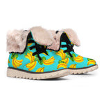 Tropical Banana Leaf Pattern Print Winter Boots