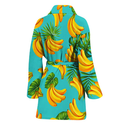 Tropical Banana Leaf Pattern Print Women's Bathrobe