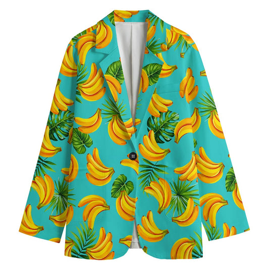 Tropical Banana Leaf Pattern Print Women's Blazer